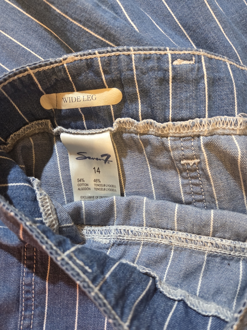 Seven7 Blue and White Pinstripe Wide-Leg Pants - Picture 5 of 11